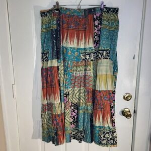 Patchwork Reversible Cotton Maxi Skirt 3X Elastic Waist Boho Hippie Festival